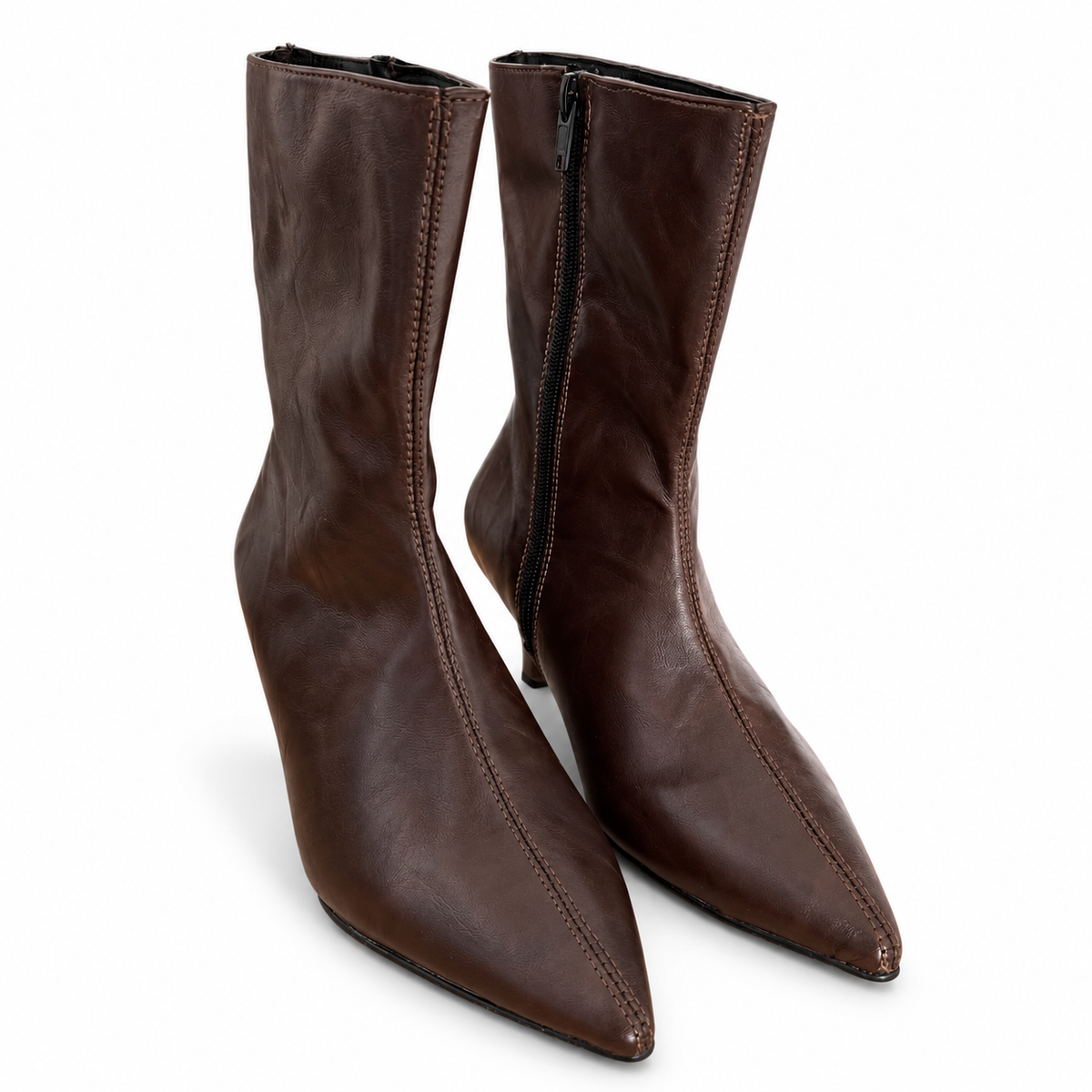 Botines de Cuña Punta Fina Makaria - Moka