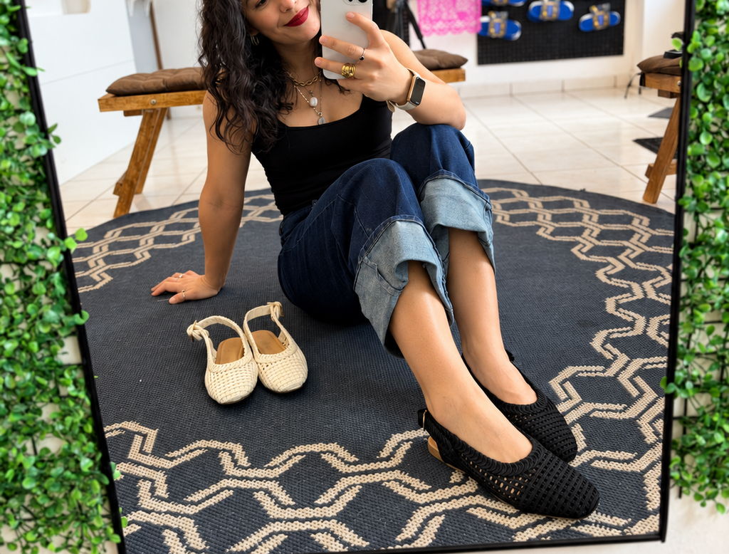 Slingback Capri Tejido — Negro