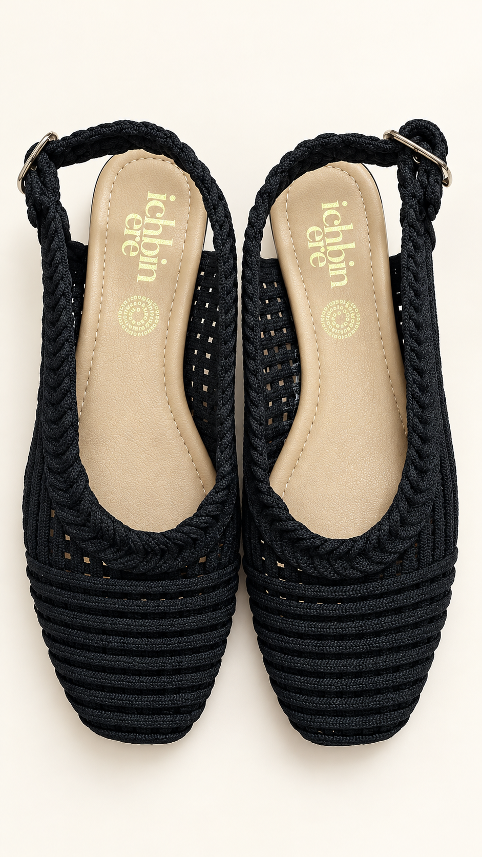 Slingback Capri Tejido — Negro