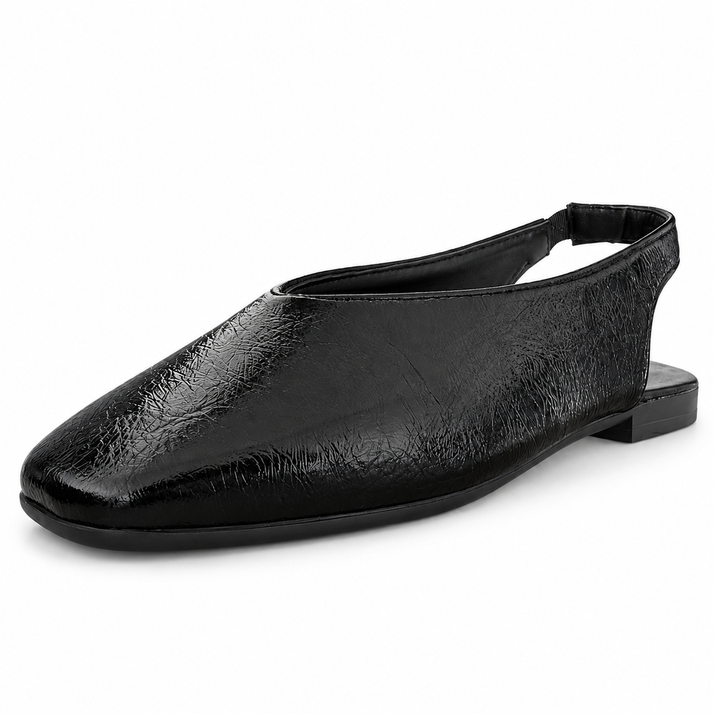 SIENA NEGRA | Balerina Slingback Negra de Punta Cuadrada