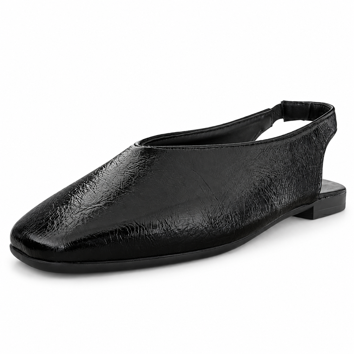 SIENA NEGRA | Balerina Slingback Negra de Punta Cuadrada