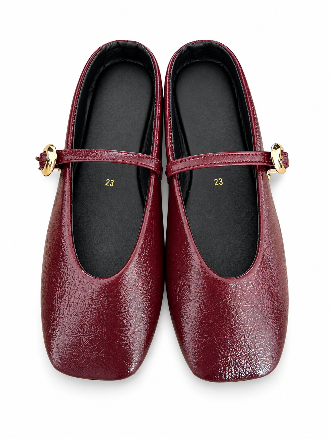 EVA MULE- Flats vino Mary Jane Punta Cuadrada