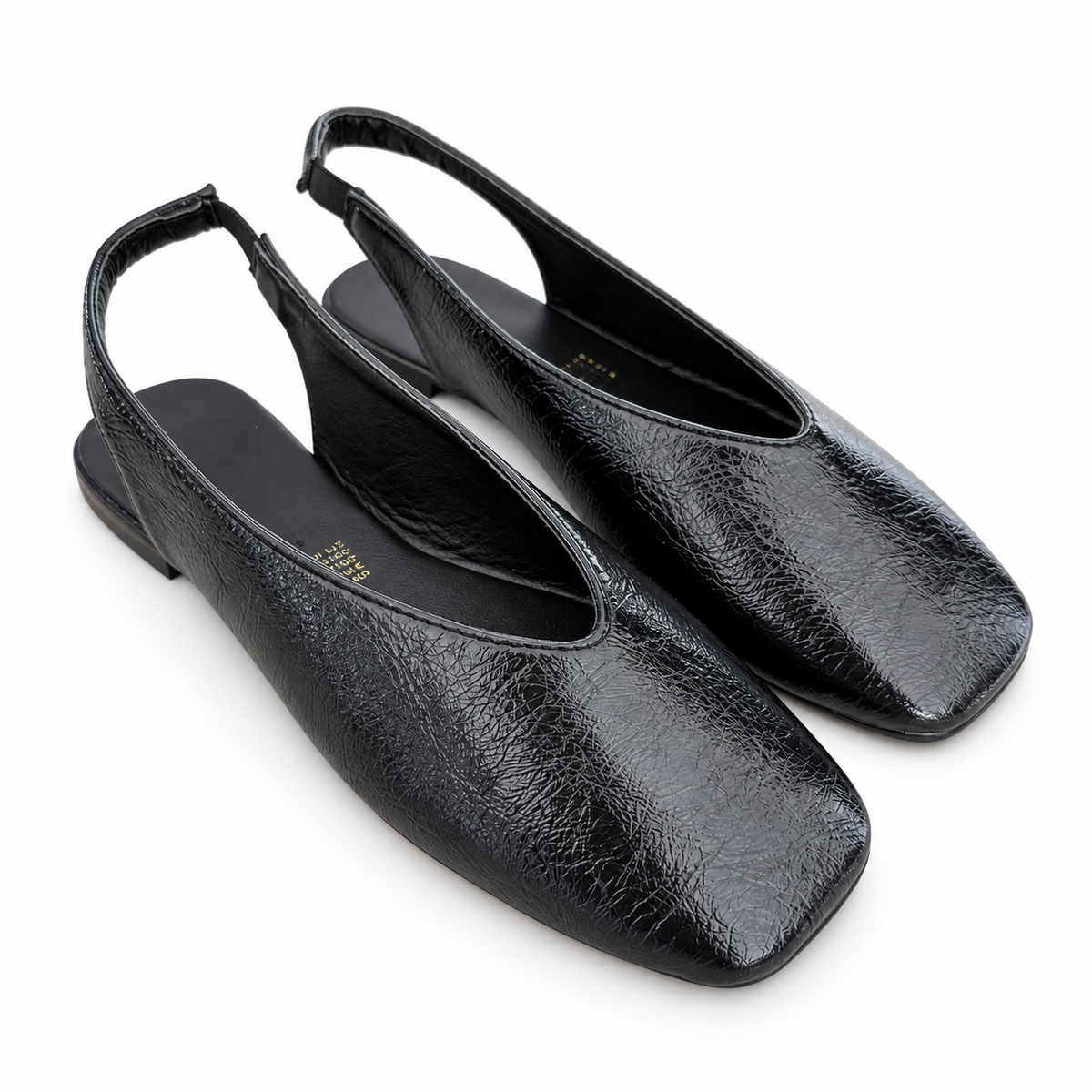 SIENA NEGRA | Balerina Slingback Negra de Punta Cuadrada