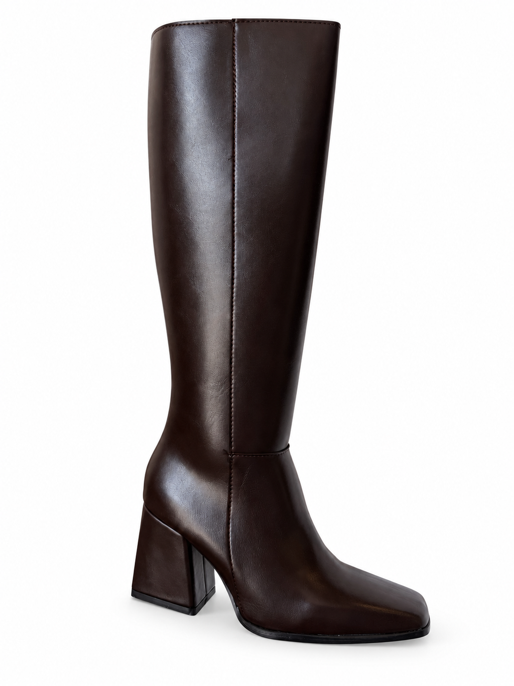 HELENA MOKA | Bota Alta de Tacón Ancho y Punta Cuadrada