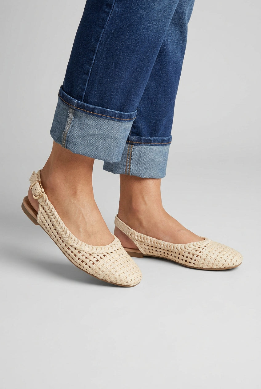 Slingback Capri Tejido — Latte