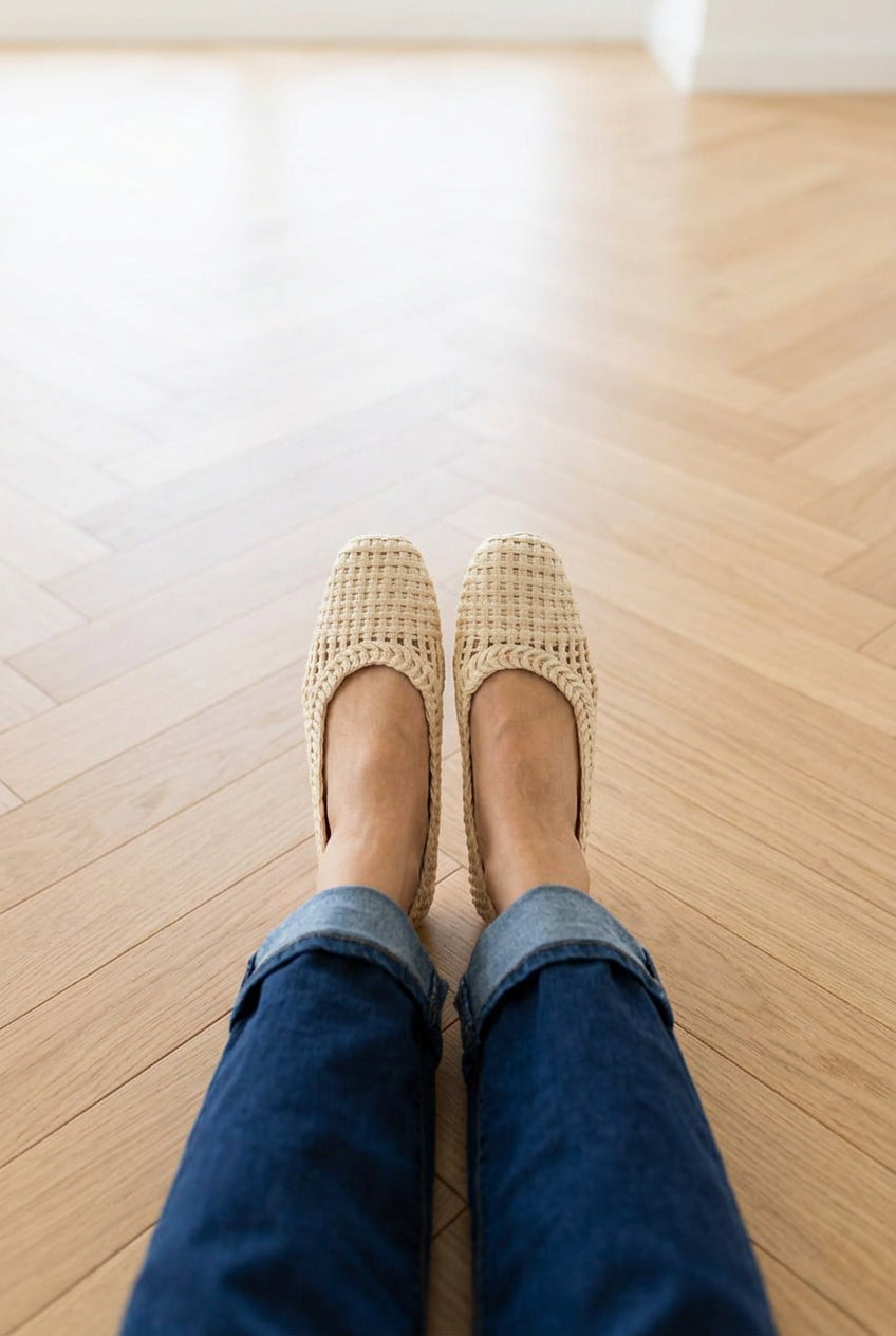 Slingback Capri Tejido — Latte