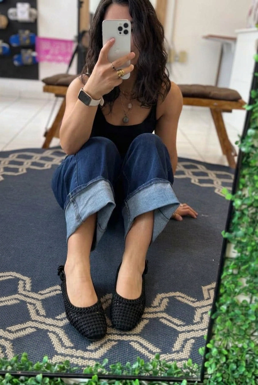 Slingback Capri Tejido — Negro