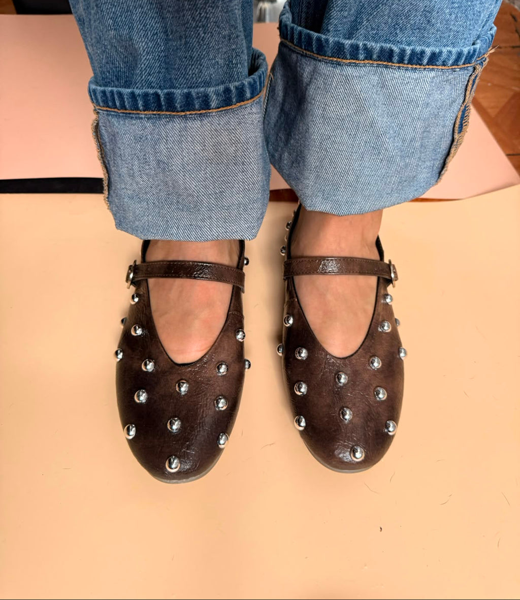 Mary Jane BERLIN Studded — Chocolate
