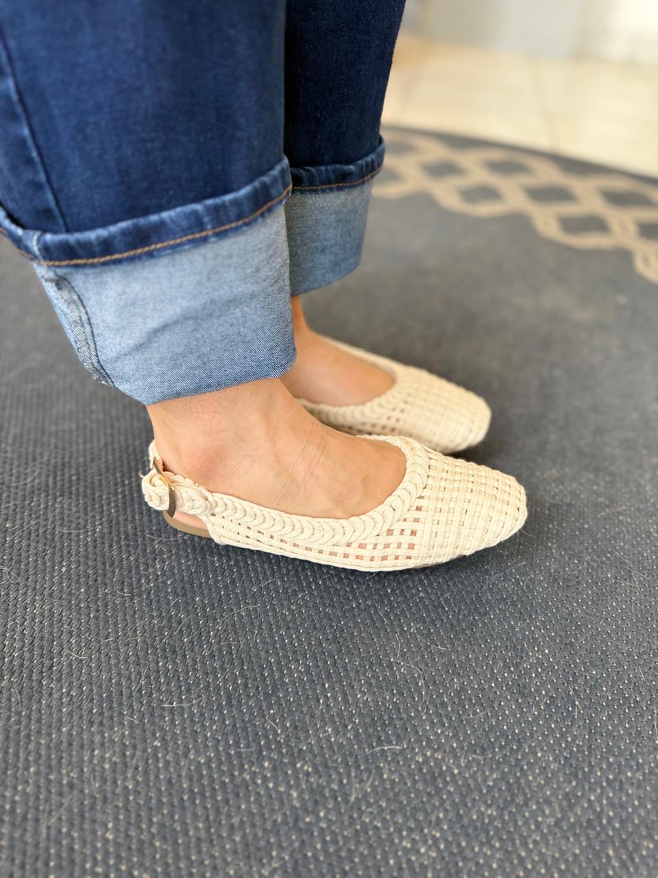 Slingback Capri Tejido — Latte