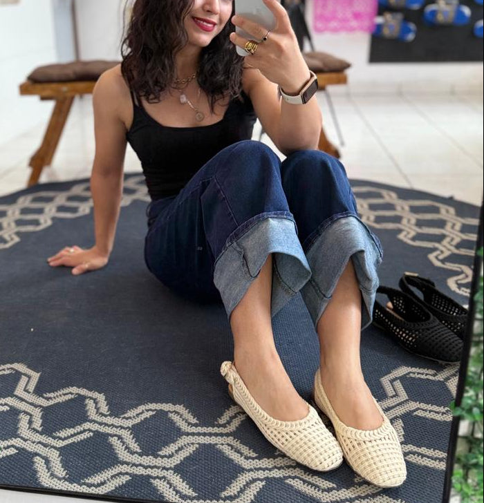 Slingback Capri Tejido — Latte