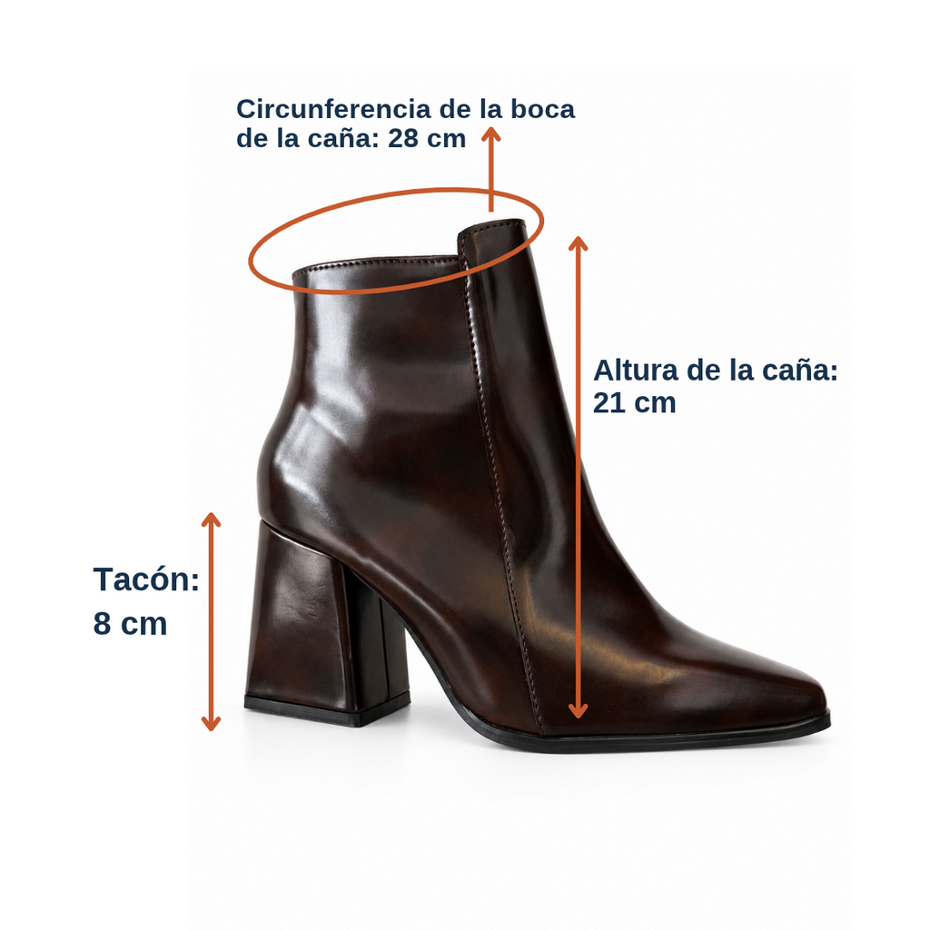 MARY MARRONE | Botín Chocolate de Tacón y Punta Cuadrada
