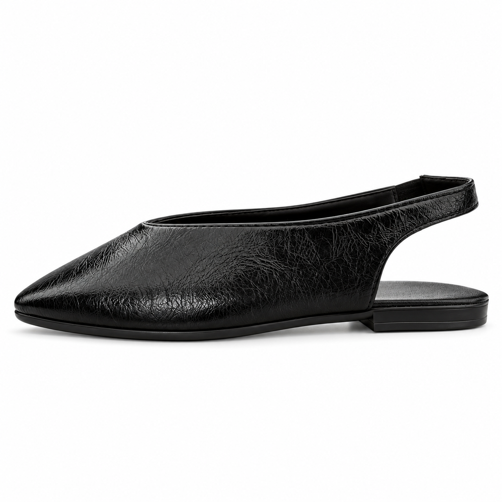 SIENA NEGRA | Balerina Slingback Negra de Punta Cuadrada