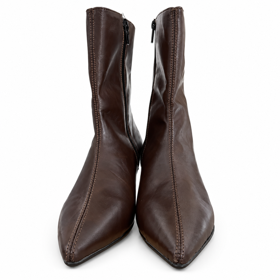 Botines de Cuña Punta Fina Makaria - Moka