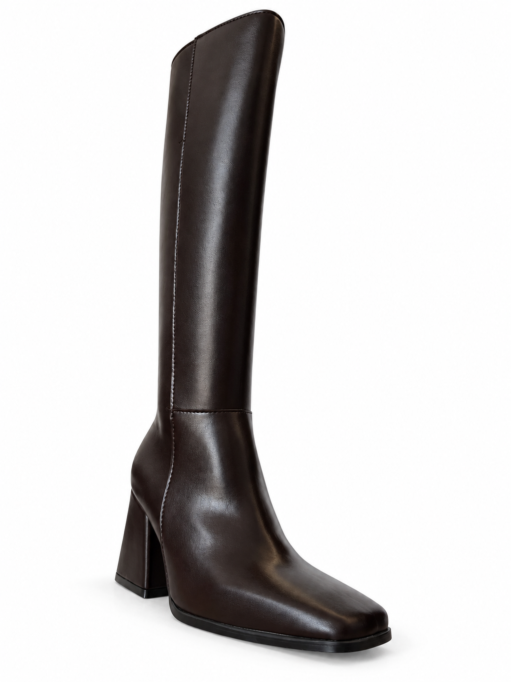 HELENA MOKA | Bota Alta de Tacón Ancho y Punta Cuadrada