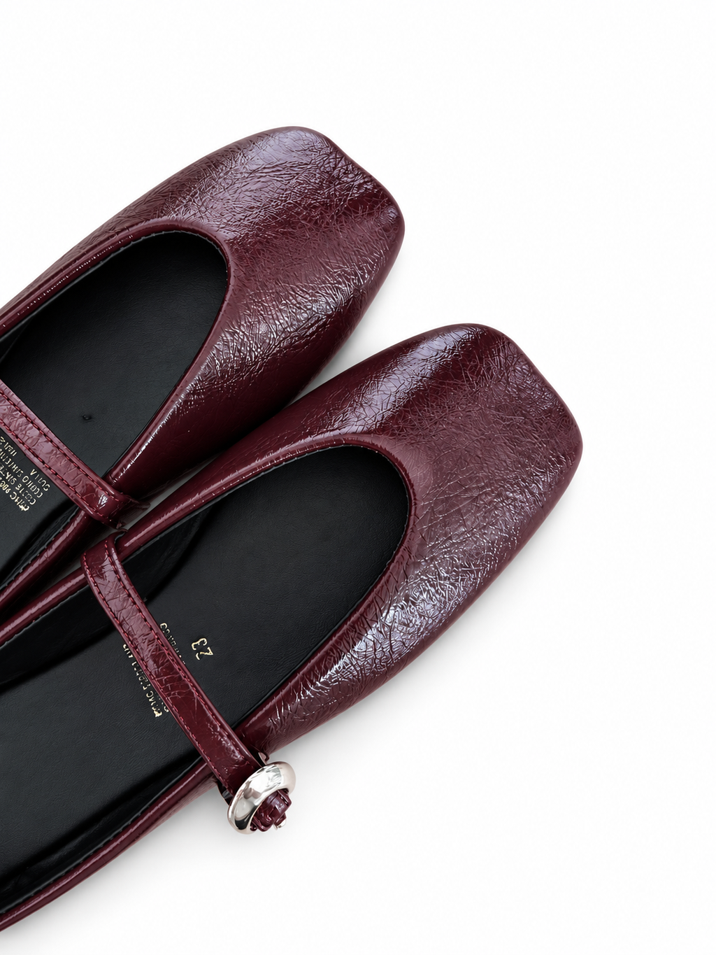 EVA MULE- Flats vino Mary Jane Punta Cuadrada