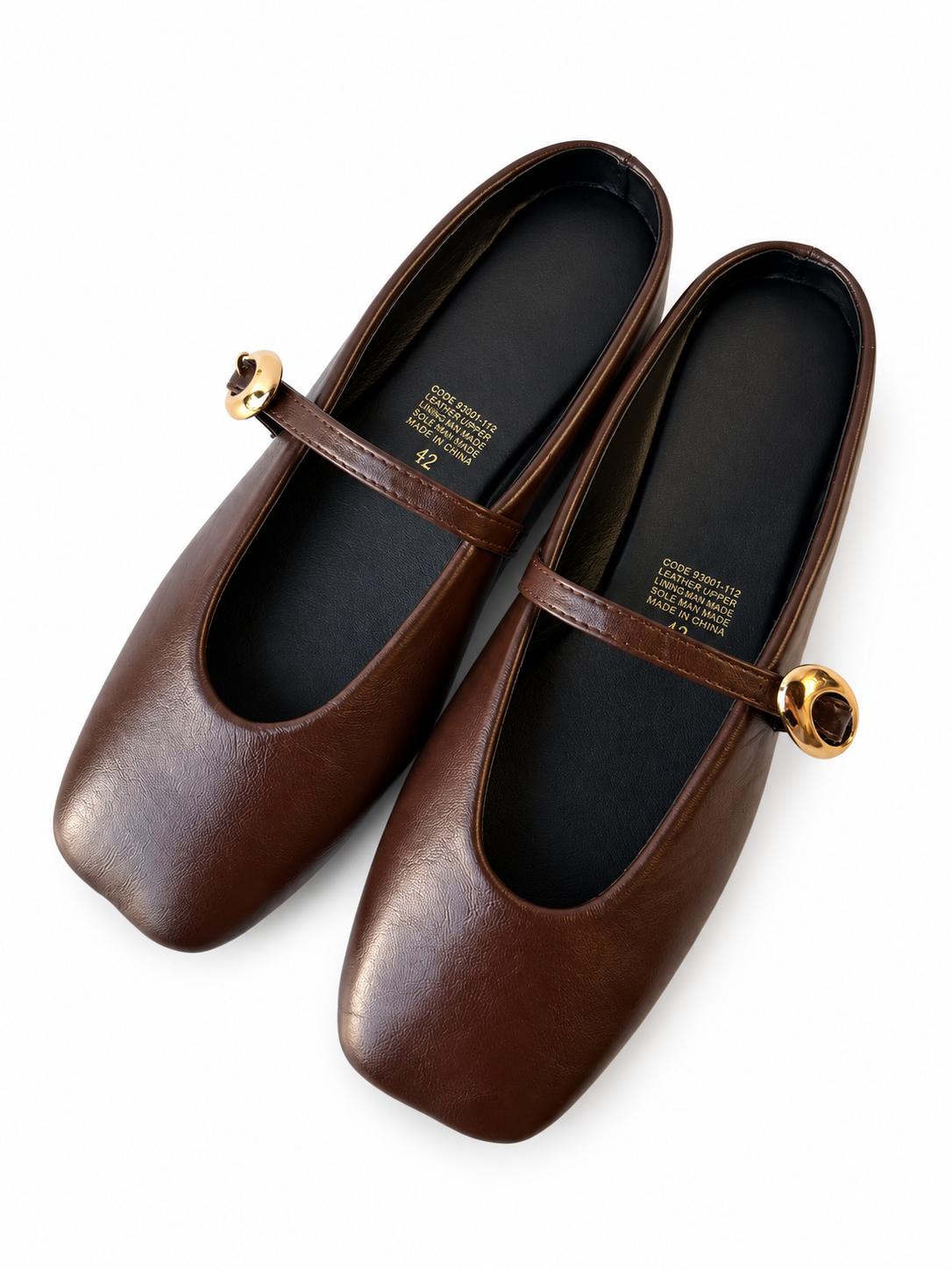 EVA MULE - Chocolate Flats Mary Jane Punta Cuadrada