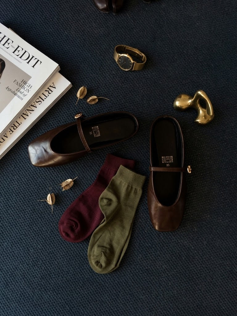 EVA MULE - Chocolate Flats Mary Jane Punta Cuadrada